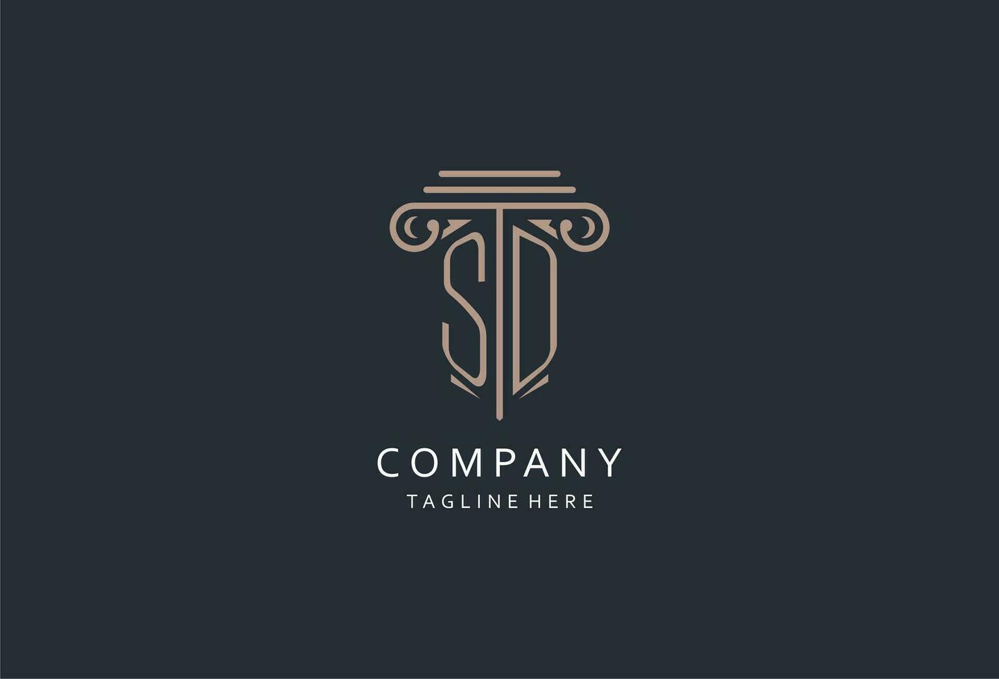 SD monogram logo with pillar shape icon, luxury and elegant design logo for law firm initial style logo vector