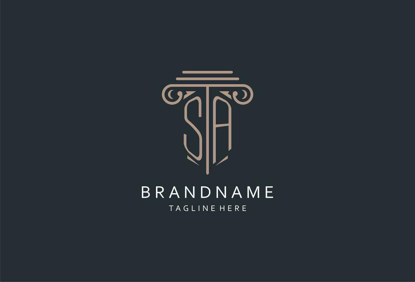 SA monogram logo with pillar shape icon, luxury and elegant design logo for law firm initial style logo vector