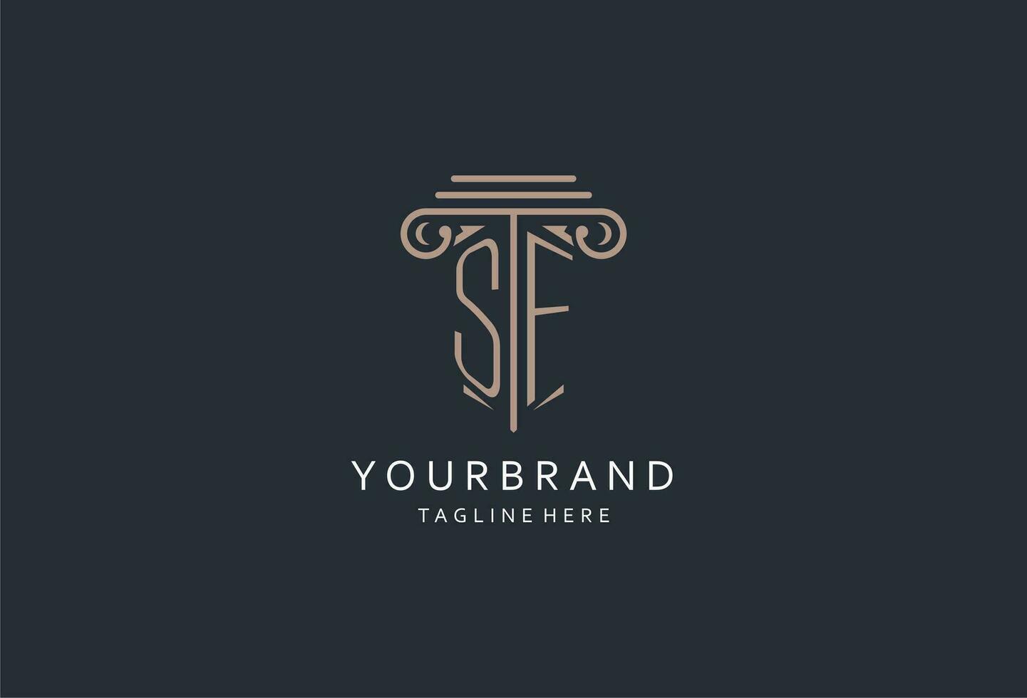 SF monogram logo with pillar shape icon, luxury and elegant design logo for law firm initial style logo vector
