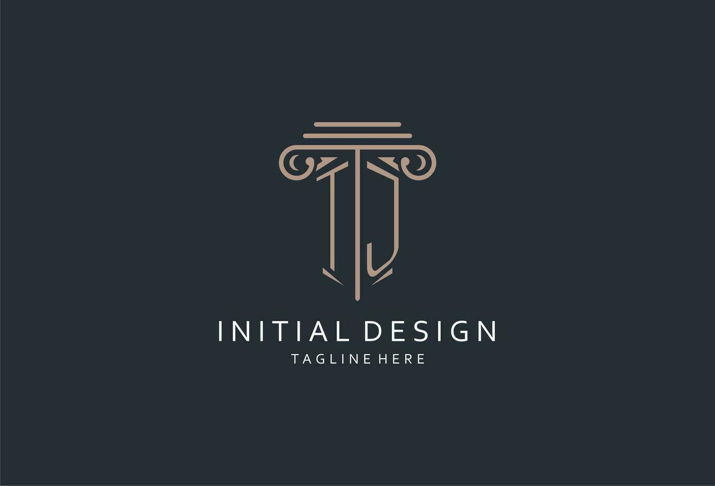 TJ monogram logo with pillar shape icon, luxury and elegant design logo for law firm initial style logo vector