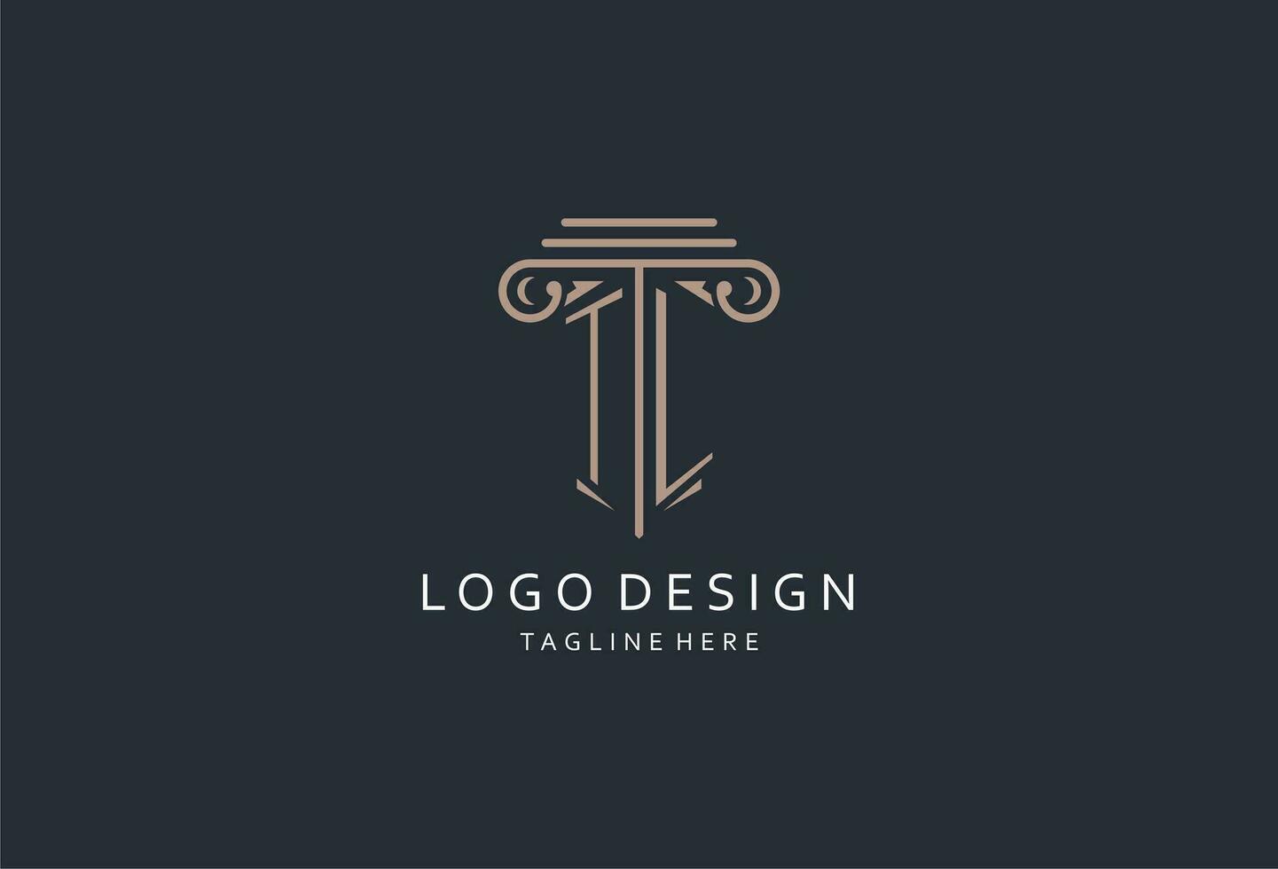 TL monogram logo with pillar shape icon, luxury and elegant design logo for law firm initial style logo vector