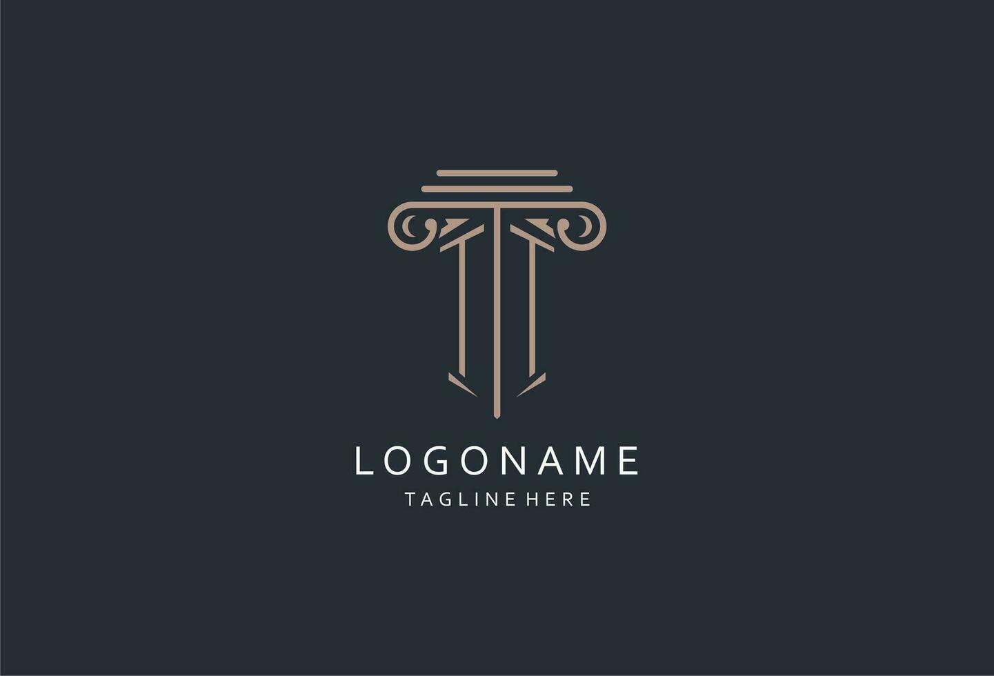 TT monogram logo with pillar shape icon, luxury and elegant design logo for law firm initial style logo vector
