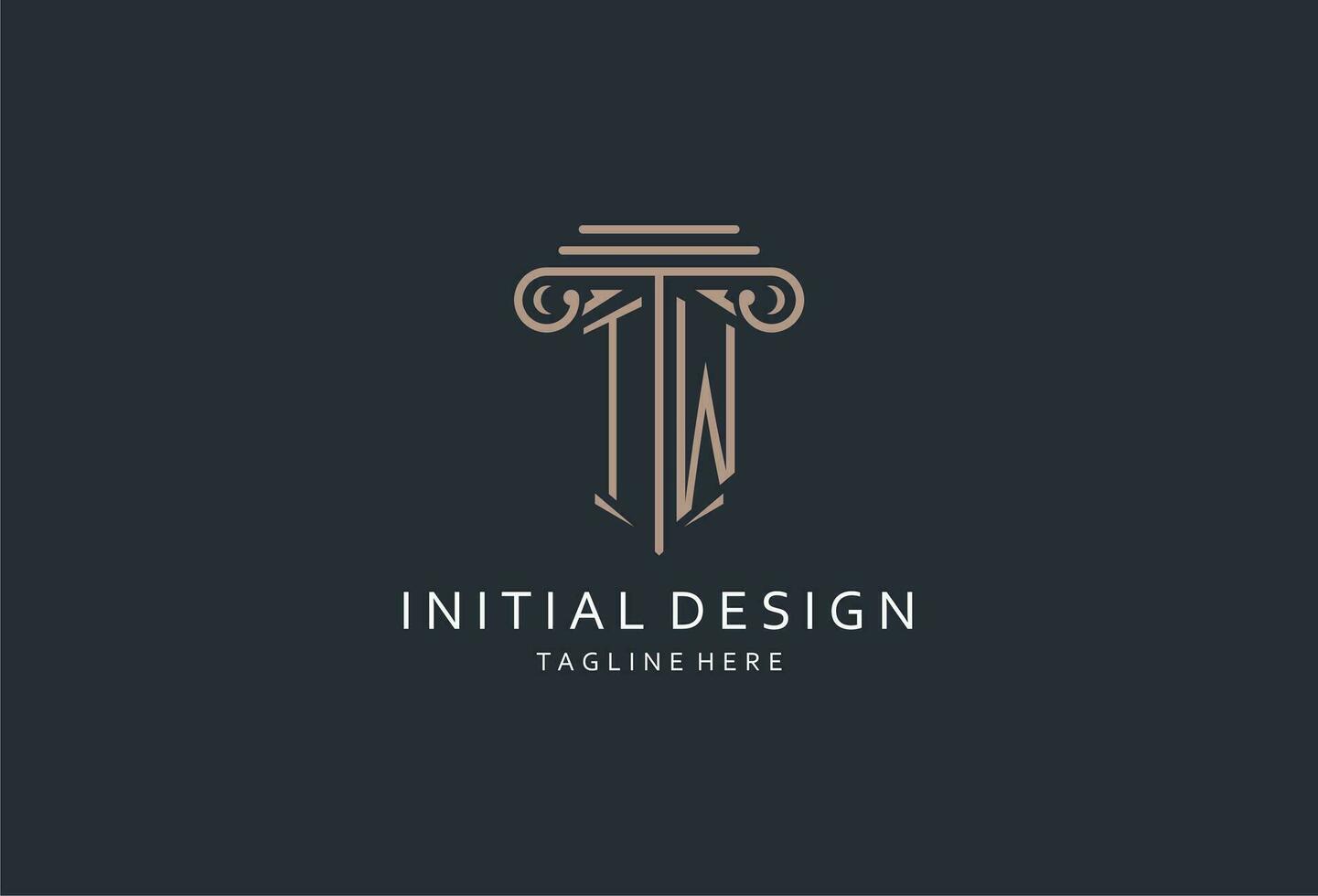 TW monogram logo with pillar shape icon, luxury and elegant design logo for law firm initial style logo vector