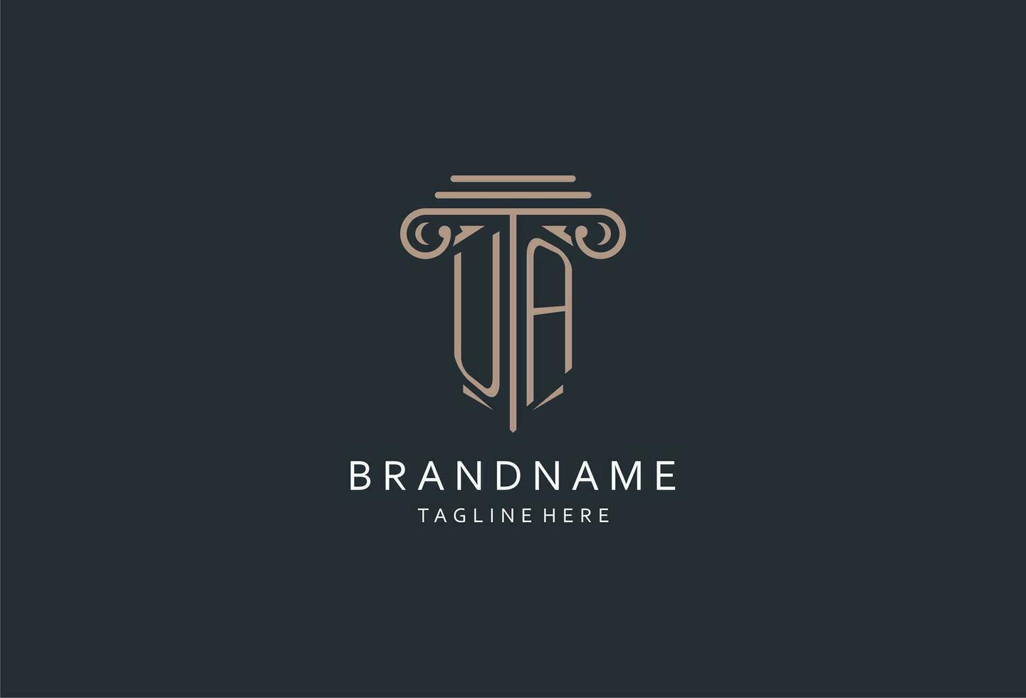 UA monogram logo with pillar shape icon, luxury and elegant design logo for law firm initial style logo vector