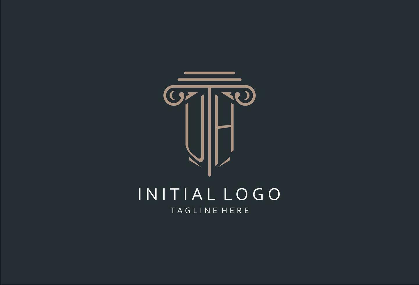 UH monogram logo with pillar shape icon, luxury and elegant design logo for law firm initial style logo vector