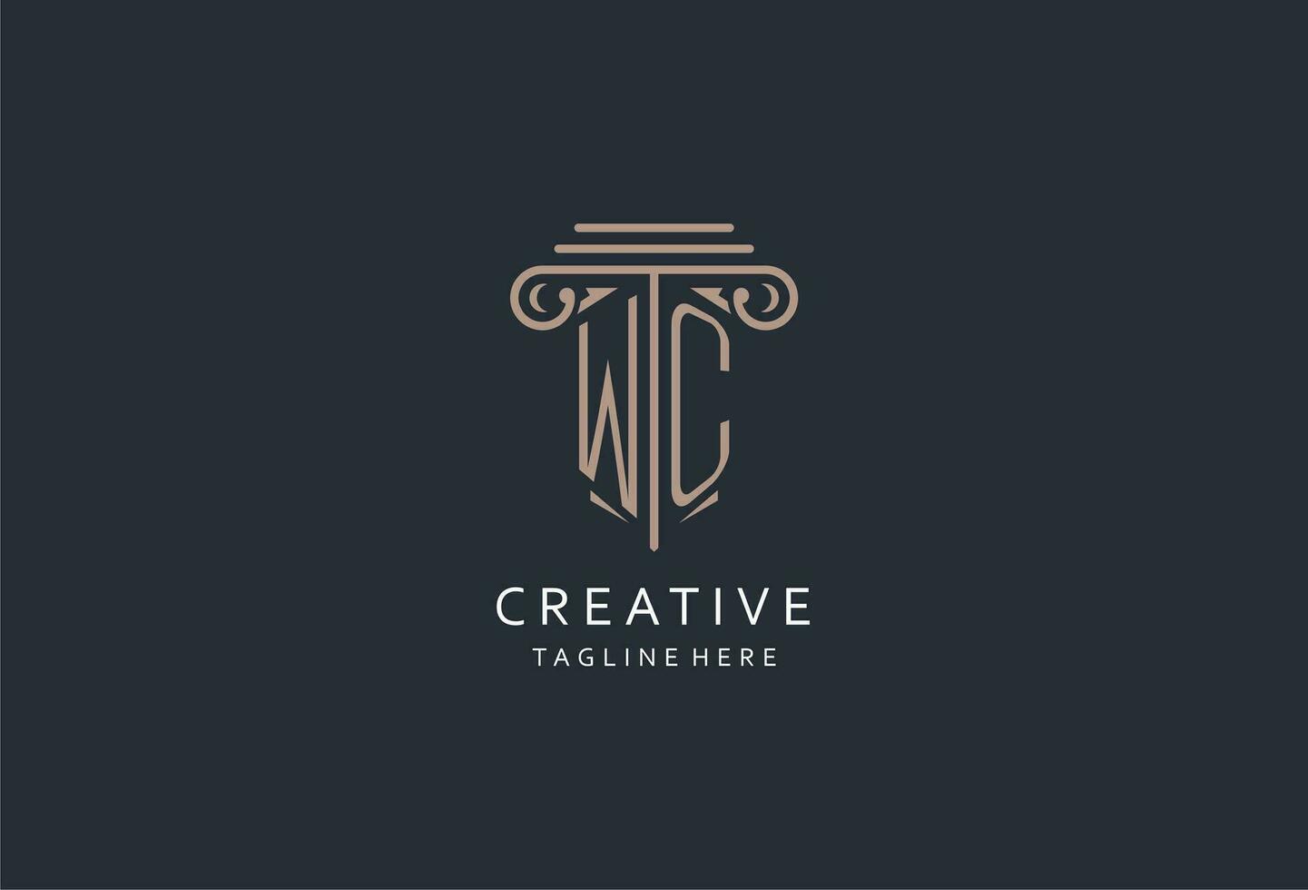 WC monogram logo with pillar shape icon, luxury and elegant design logo for law firm initial style logo vector