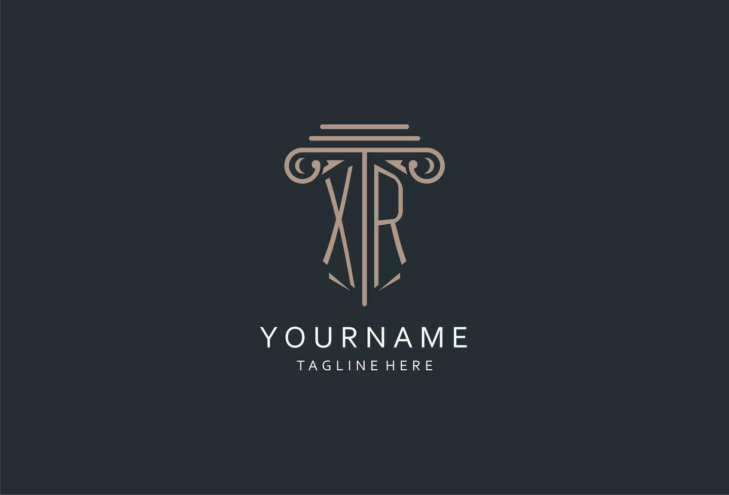 XR monogram logo with pillar shape icon, luxury and elegant design logo for law firm initial style logo vector