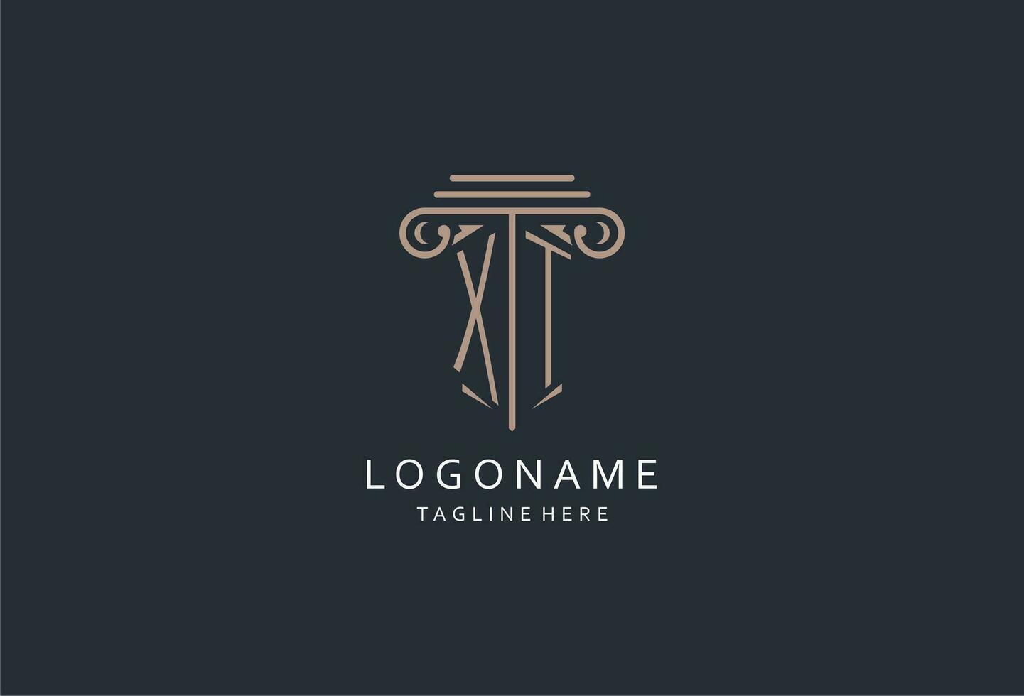 XT monogram logo with pillar shape icon, luxury and elegant design logo for law firm initial style logo vector