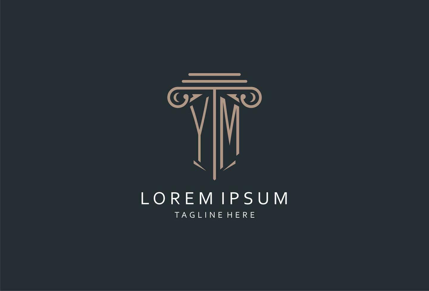 YM monogram logo with pillar shape icon, luxury and elegant design logo for law firm initial style logo vector