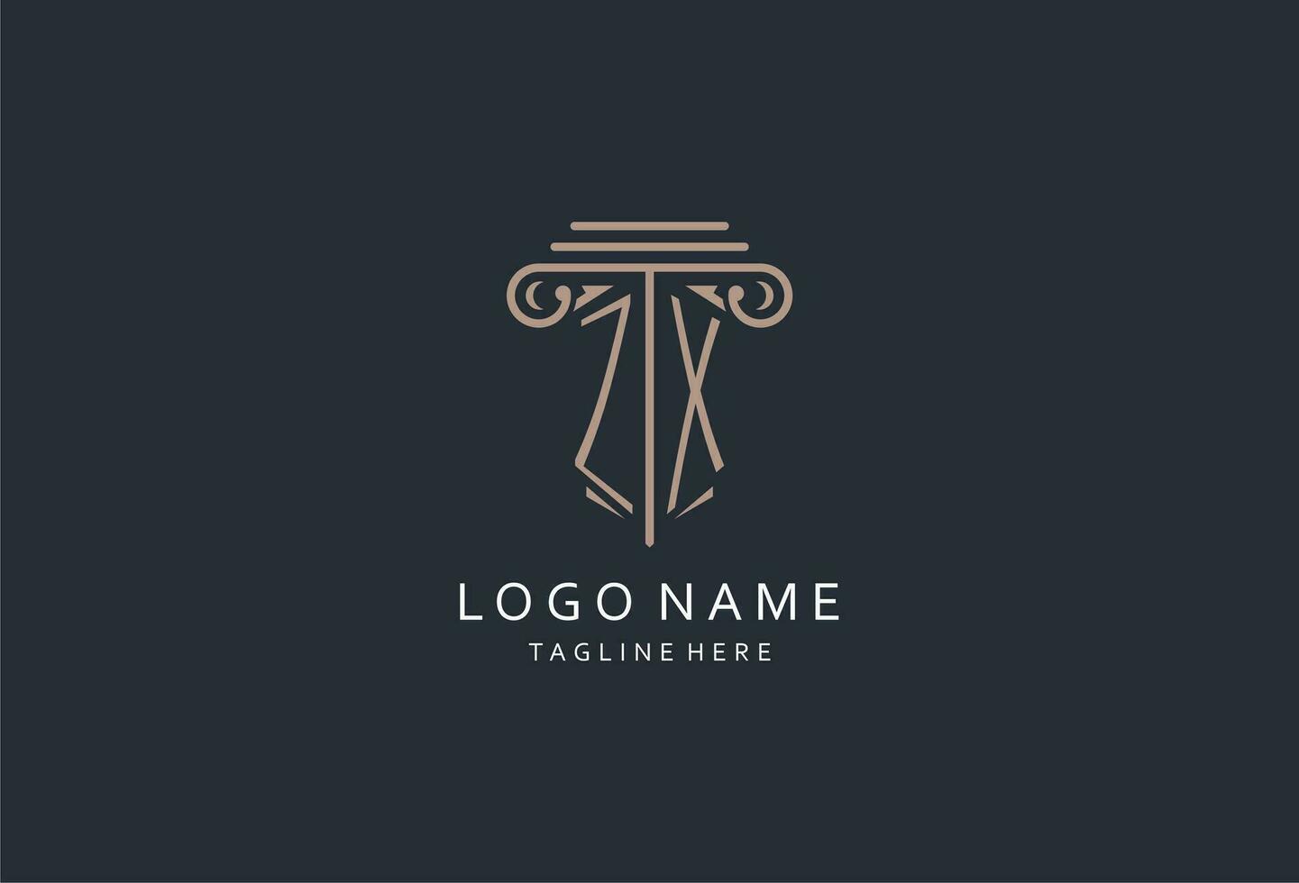 ZX monogram logo with pillar shape icon, luxury and elegant
