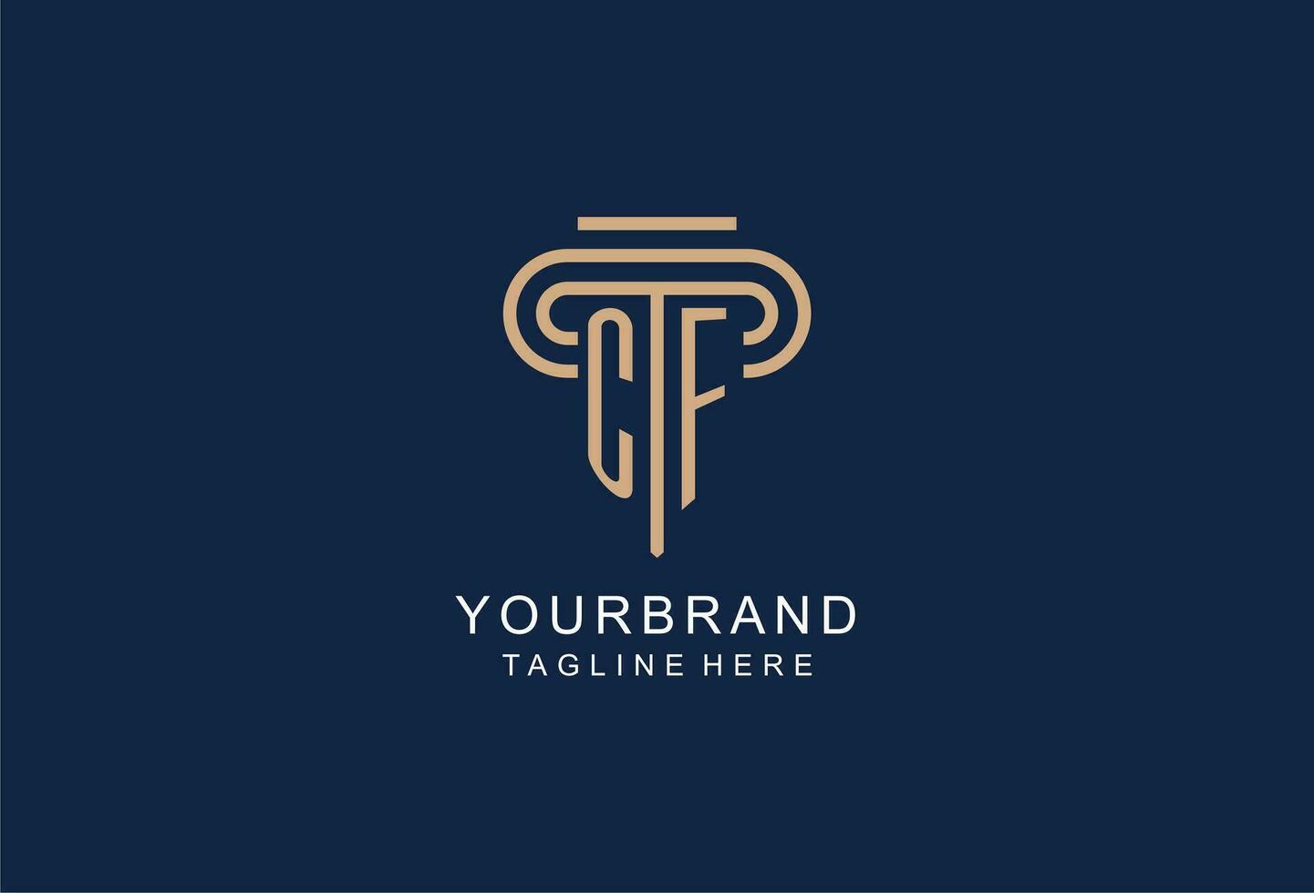 CF initial pillar logo, elegant and luxury law firm logo vector