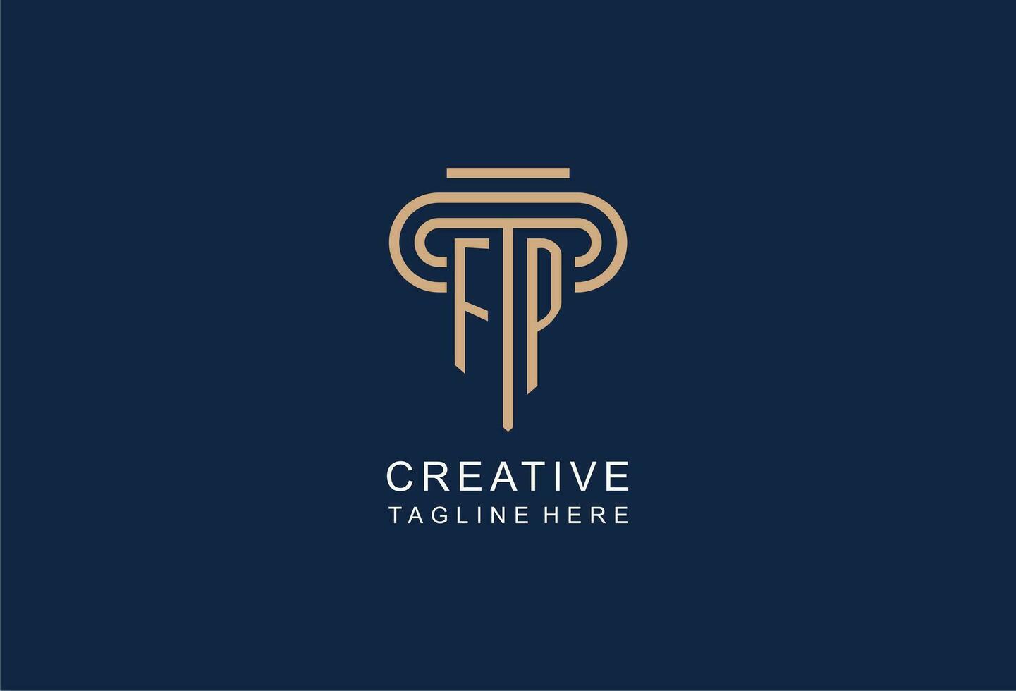 FP initial pillar logo, elegant and luxury law firm logo vector