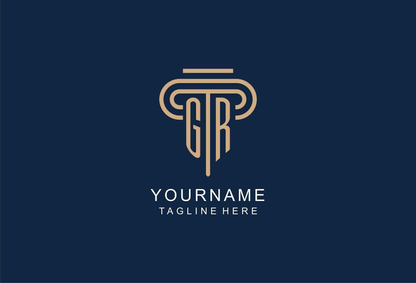 GR initial pillar logo, elegant and luxury law firm logo vector