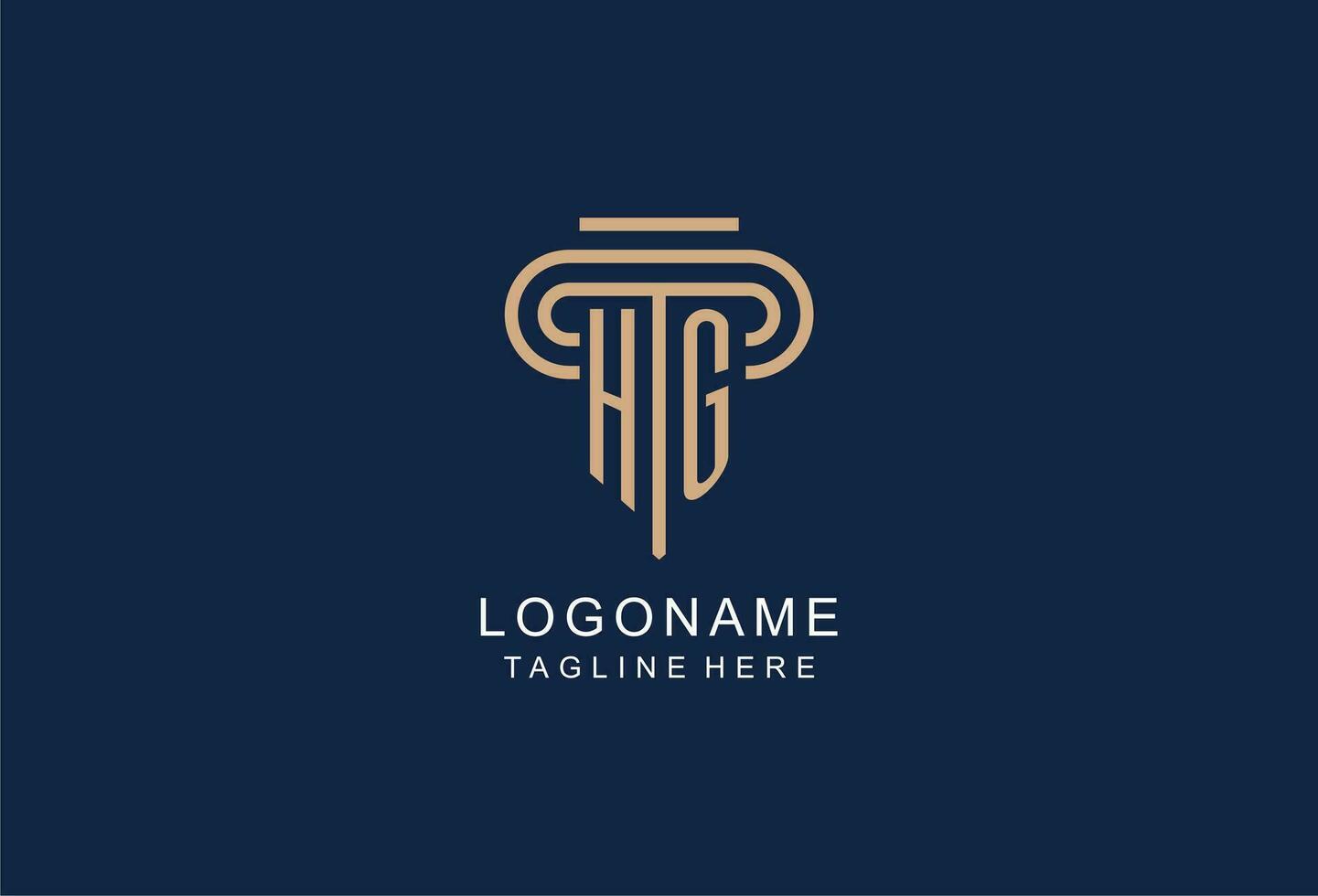 HG initial pillar logo, elegant and luxury law firm logo vector