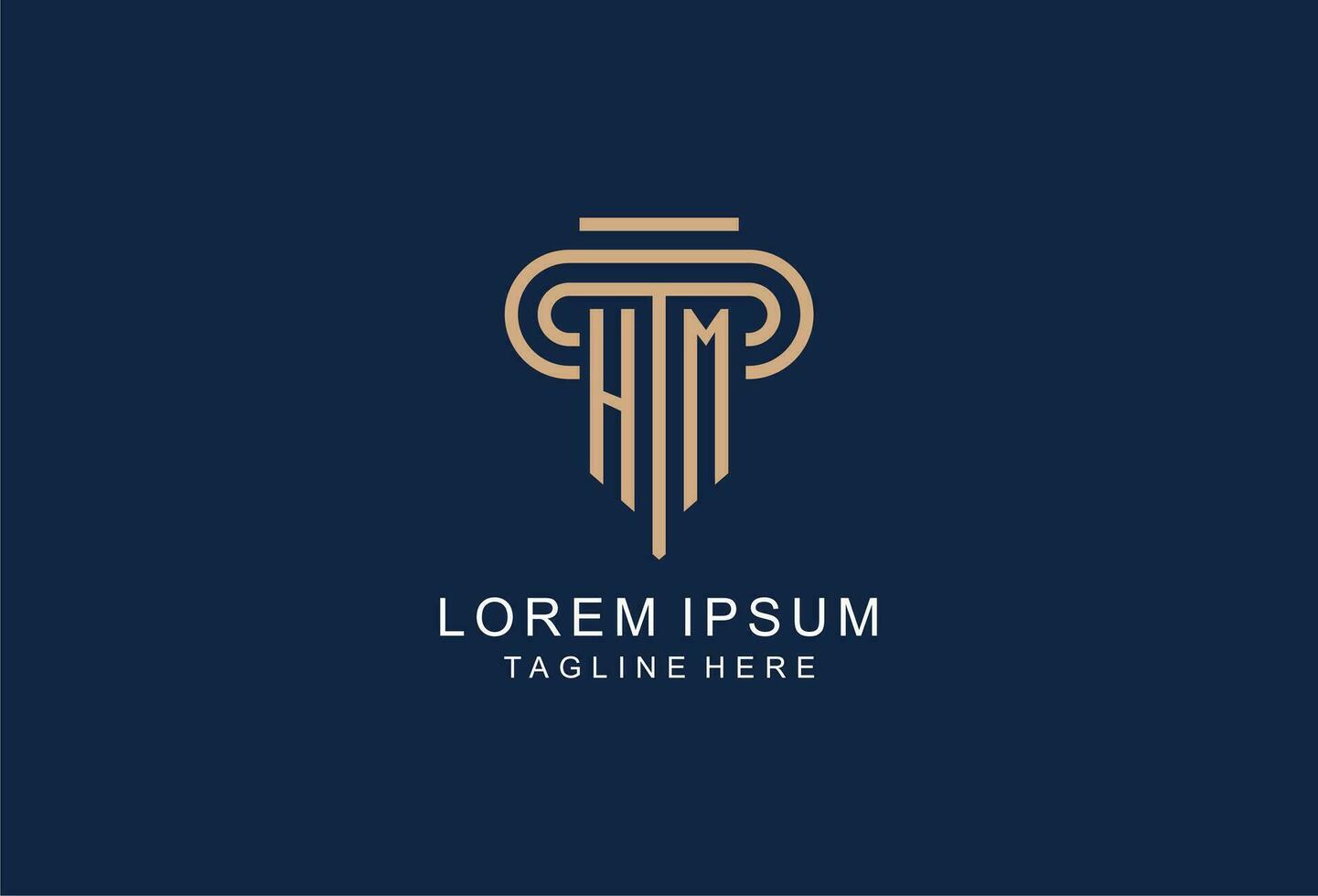 HM initial pillar logo, elegant and luxury law firm logo vector
