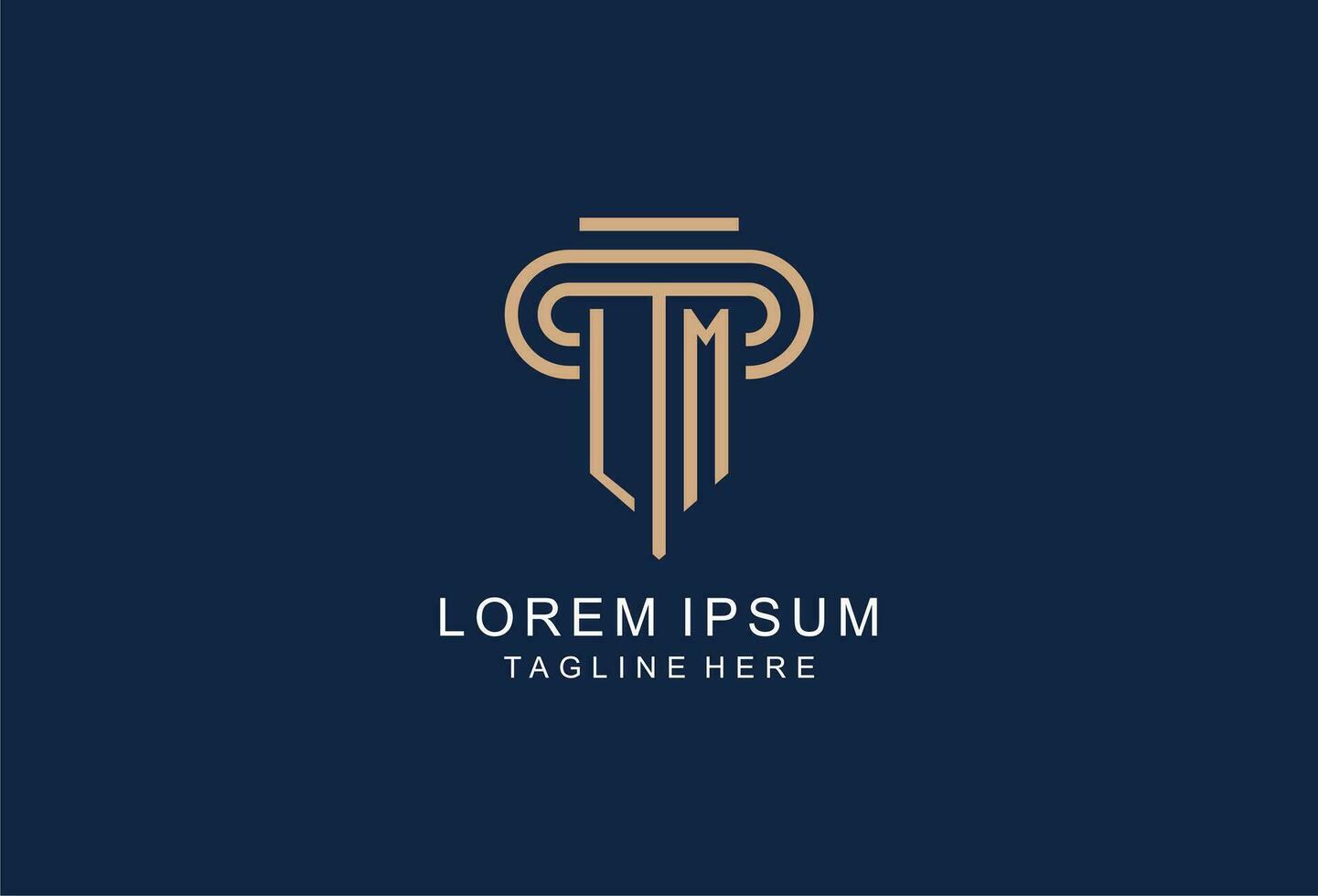 LM initial pillar logo, elegant and luxury law firm logo vector