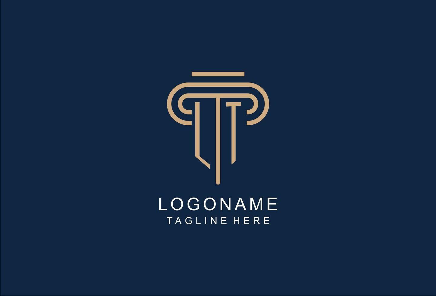 LT initial pillar logo, elegant and luxury law firm logo vector