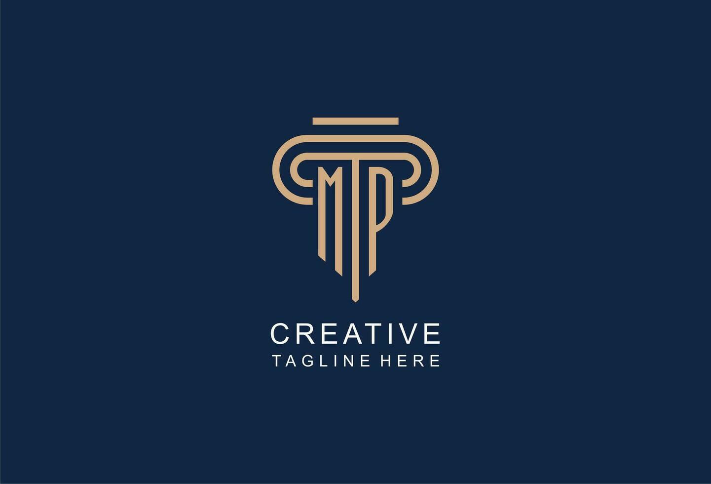 MP initial pillar logo, elegant and luxury law firm logo vector