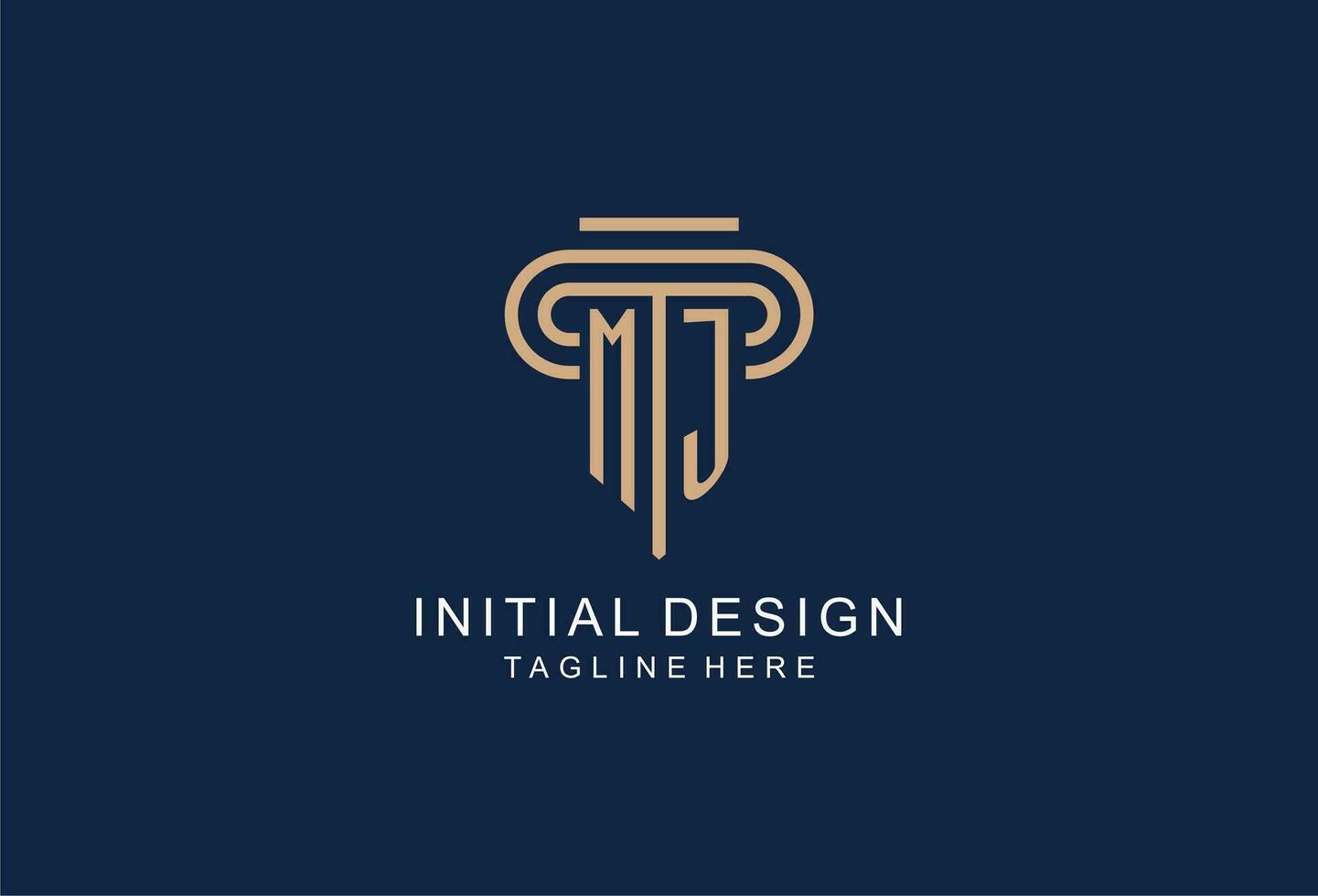 MJ initial pillar logo, elegant and luxury law firm logo vector