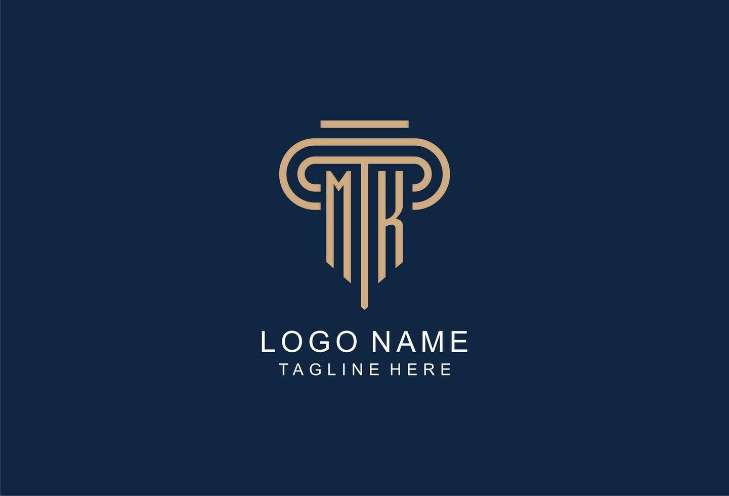 MK initial pillar logo, elegant and luxury law firm logo vector