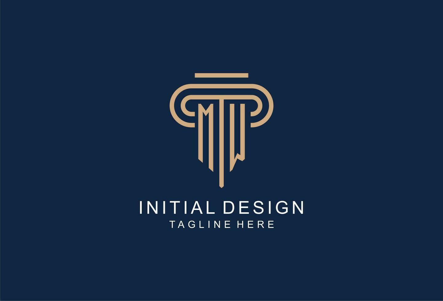 MW initial pillar logo, elegant and luxury law firm logo vector