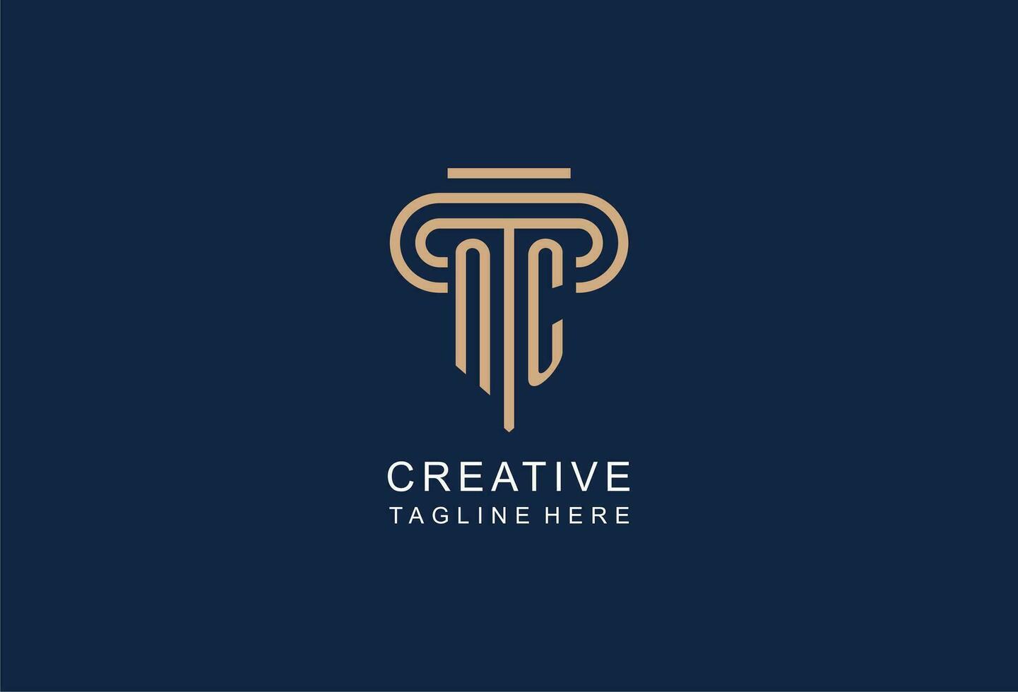 NC initial pillar logo, elegant and luxury law firm logo vector