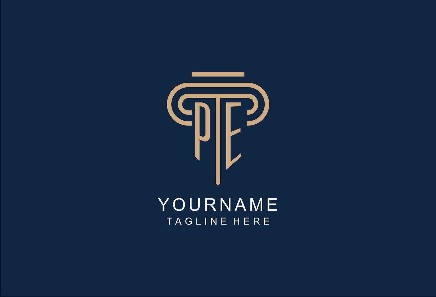 PE initial pillar logo, elegant and luxury law firm logo vector