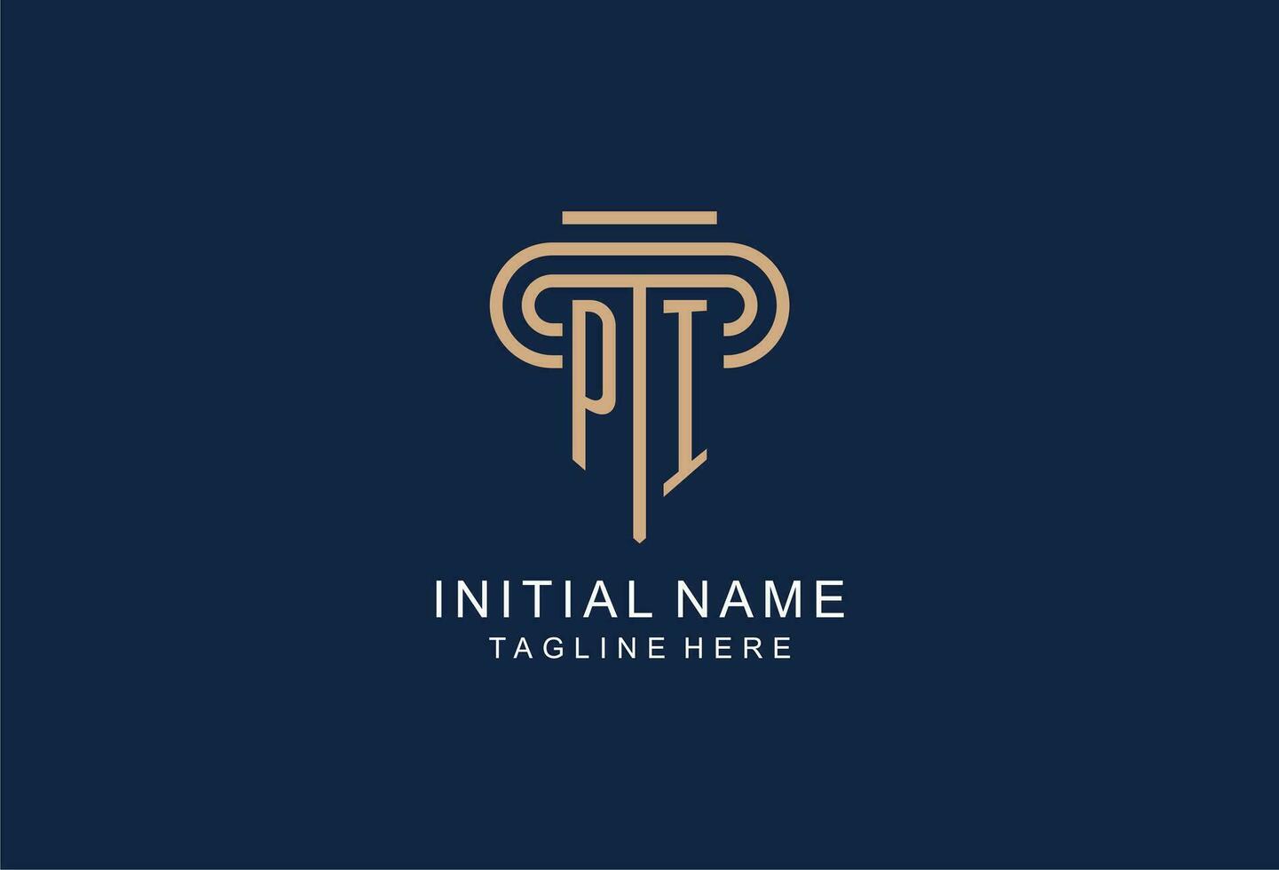 PI initial pillar logo, elegant and luxury law firm logo vector