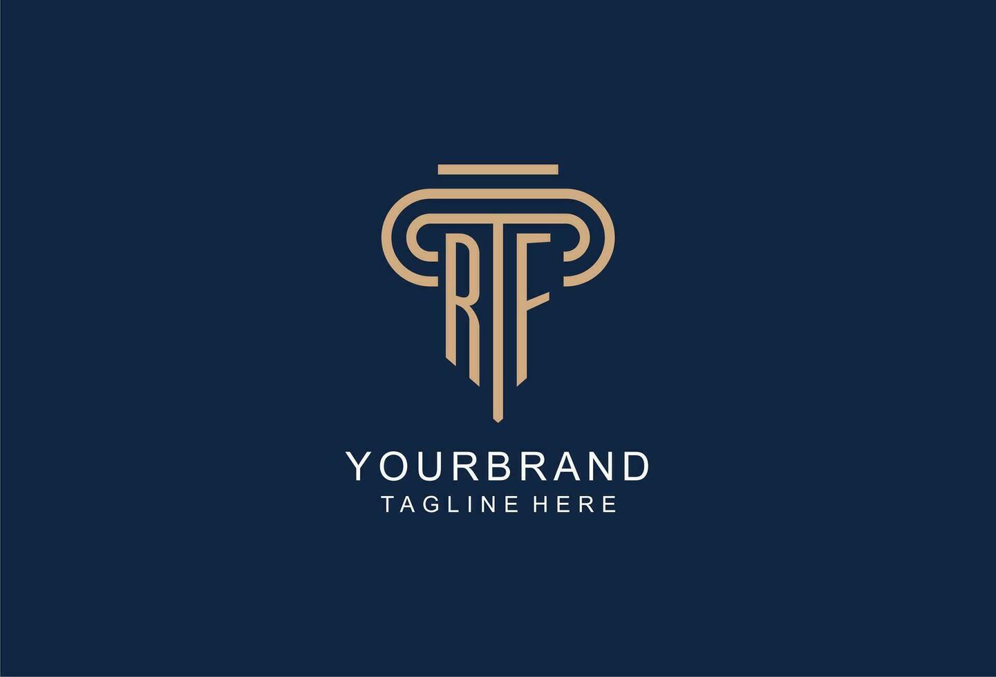 RF initial pillar logo, elegant and luxury law firm logo vector