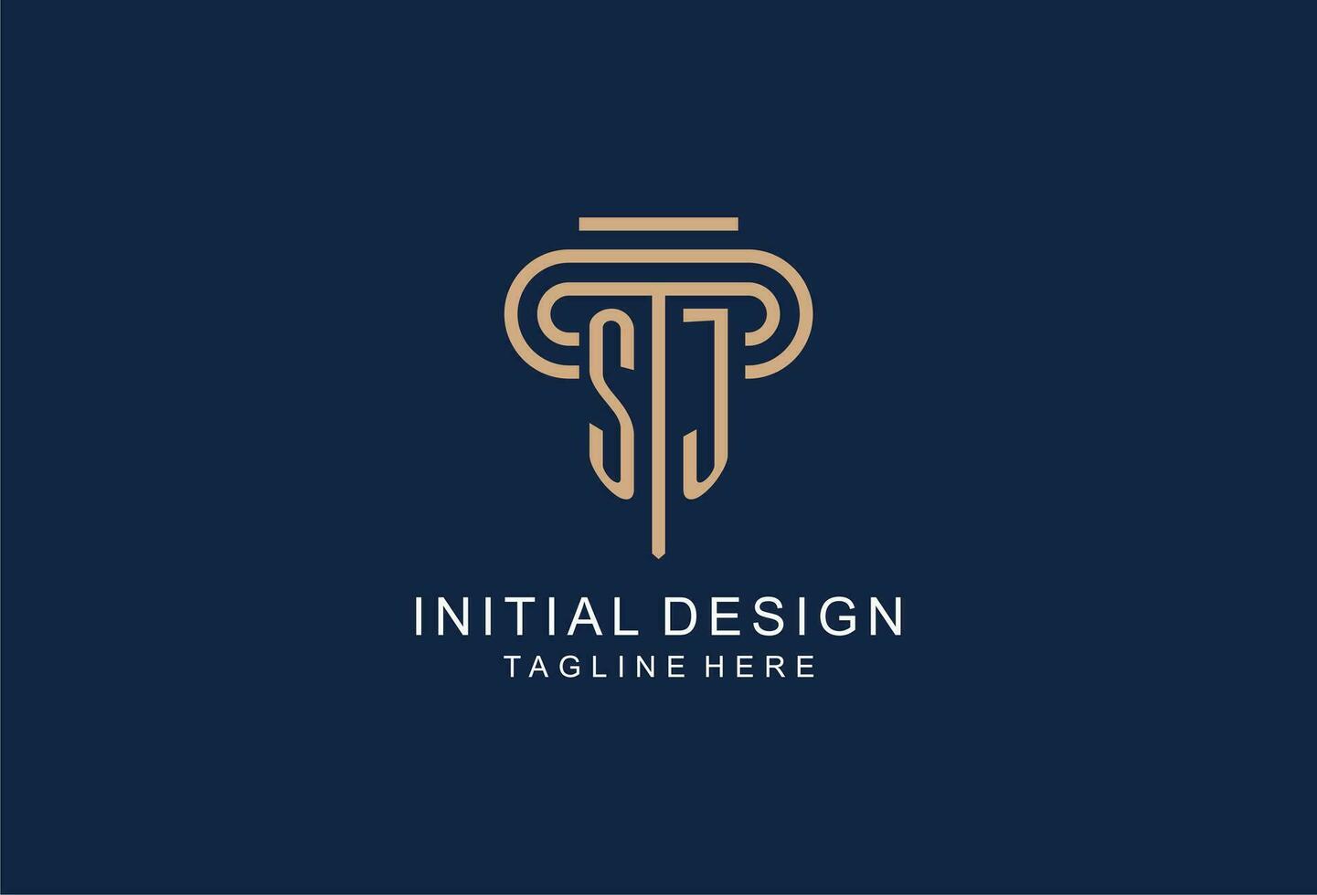 SJ initial pillar logo, elegant and luxury law firm logo vector