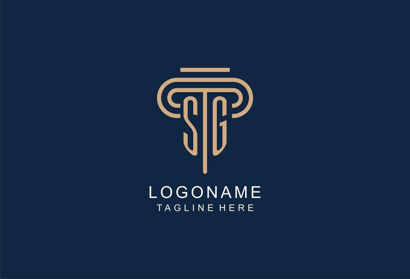 SG initial pillar logo, elegant and luxury law firm logo vector
