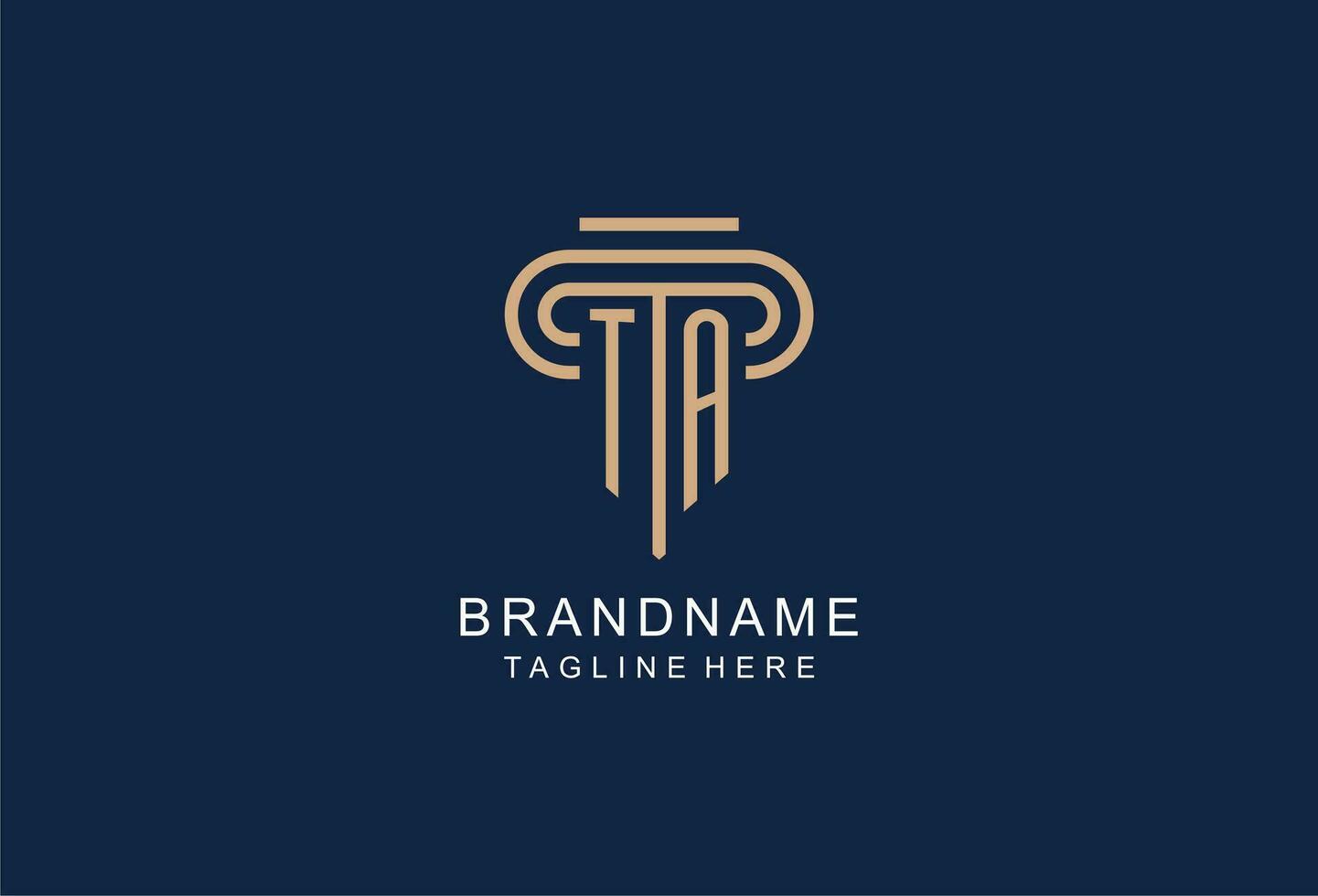 TA initial pillar logo, elegant and luxury law firm logo vector