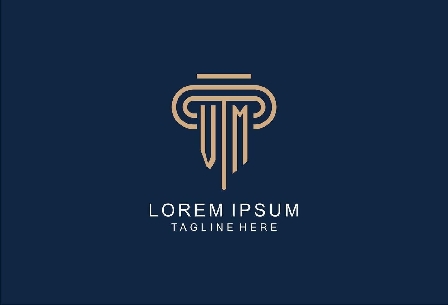 VM initial pillar logo, elegant and luxury law firm logo vector