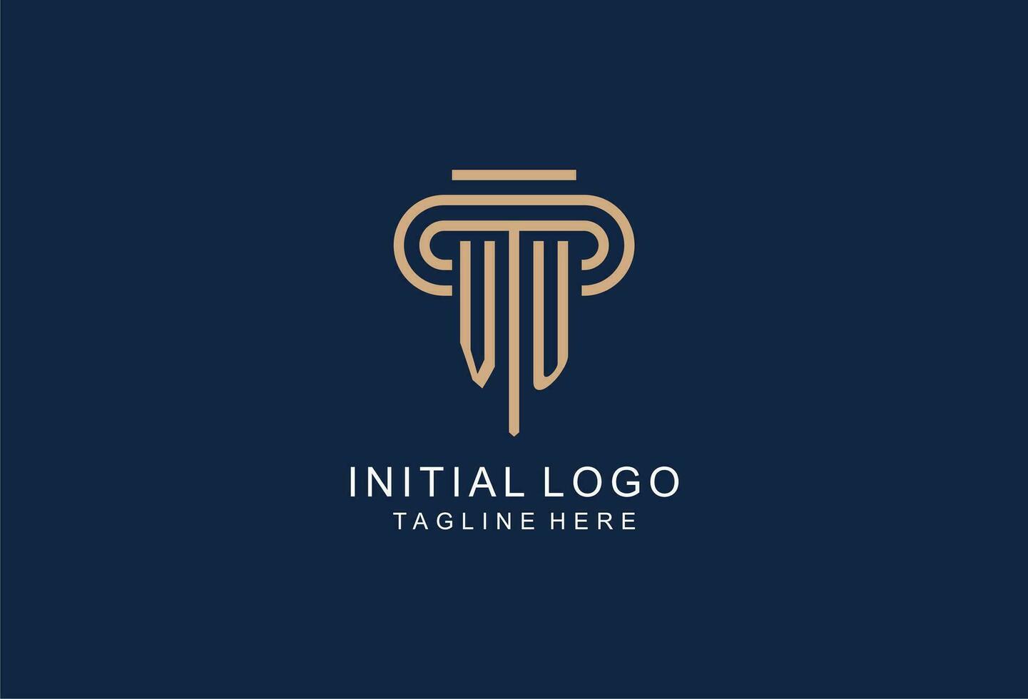 vu inicial pilar logo, elegante y lujo ley firma logo vector