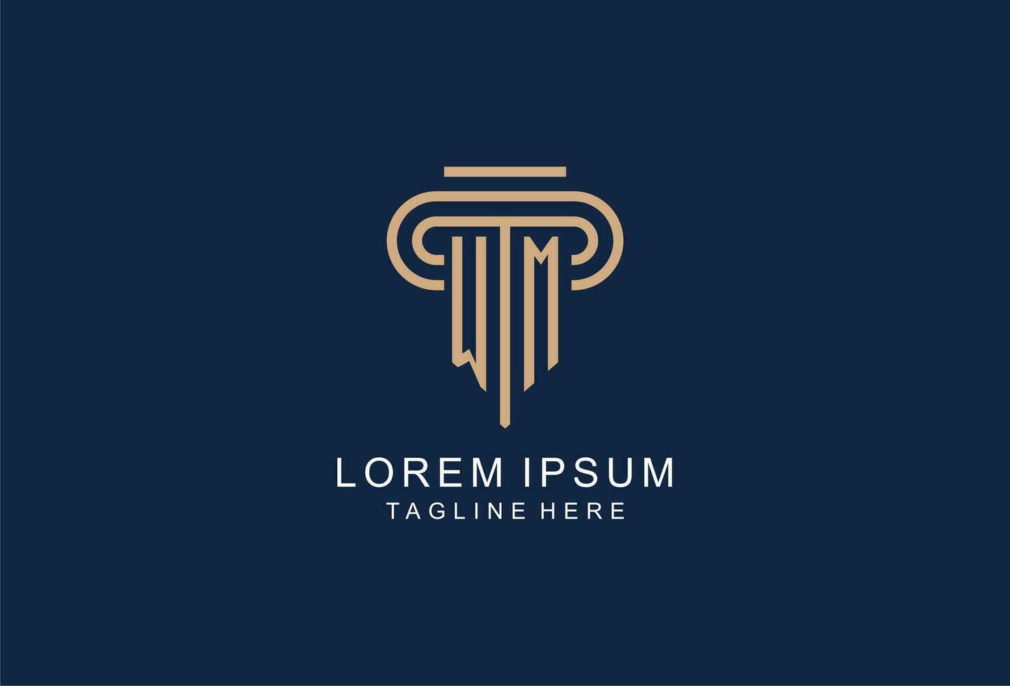 WM initial pillar logo, elegant and luxury law firm logo vector