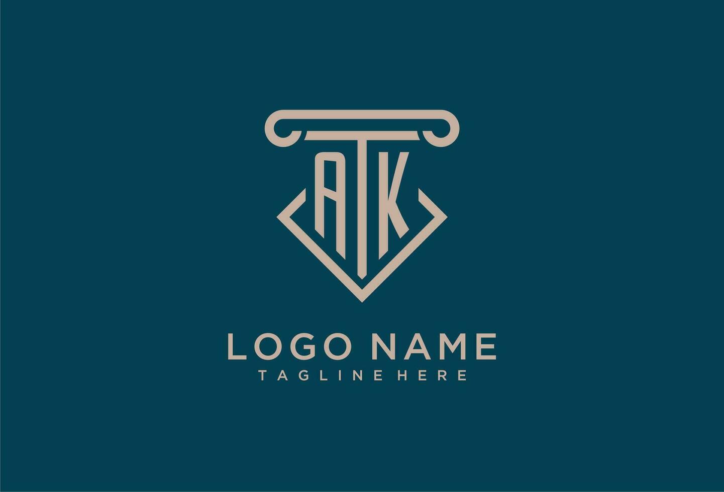 AK initial with pillar icon design, clean and modern attorney, legal firm logo vector