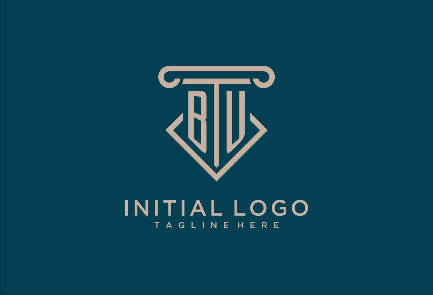 BU initial with pillar icon design, clean and modern attorney, legal firm logo vector