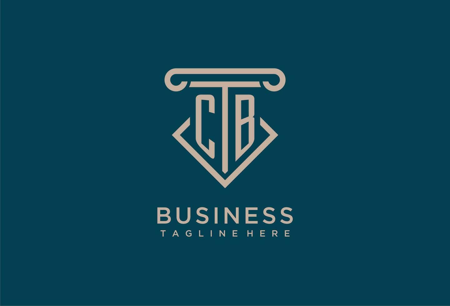 CB initial with pillar icon design, clean and modern attorney, legal firm logo vector