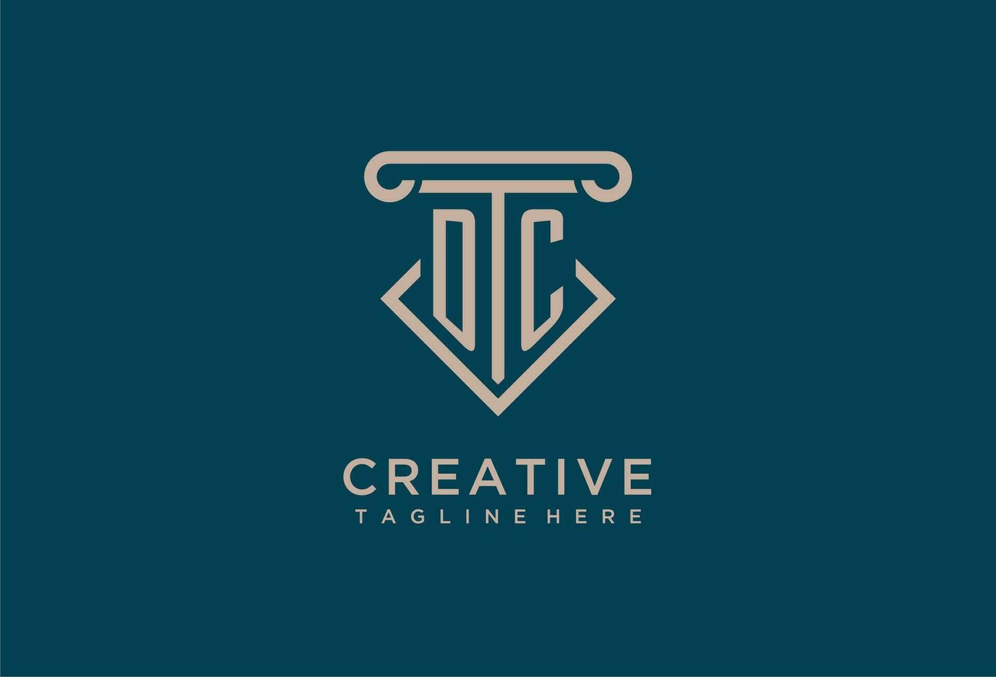 DC initial with pillar icon design, clean and modern attorney, legal firm logo vector