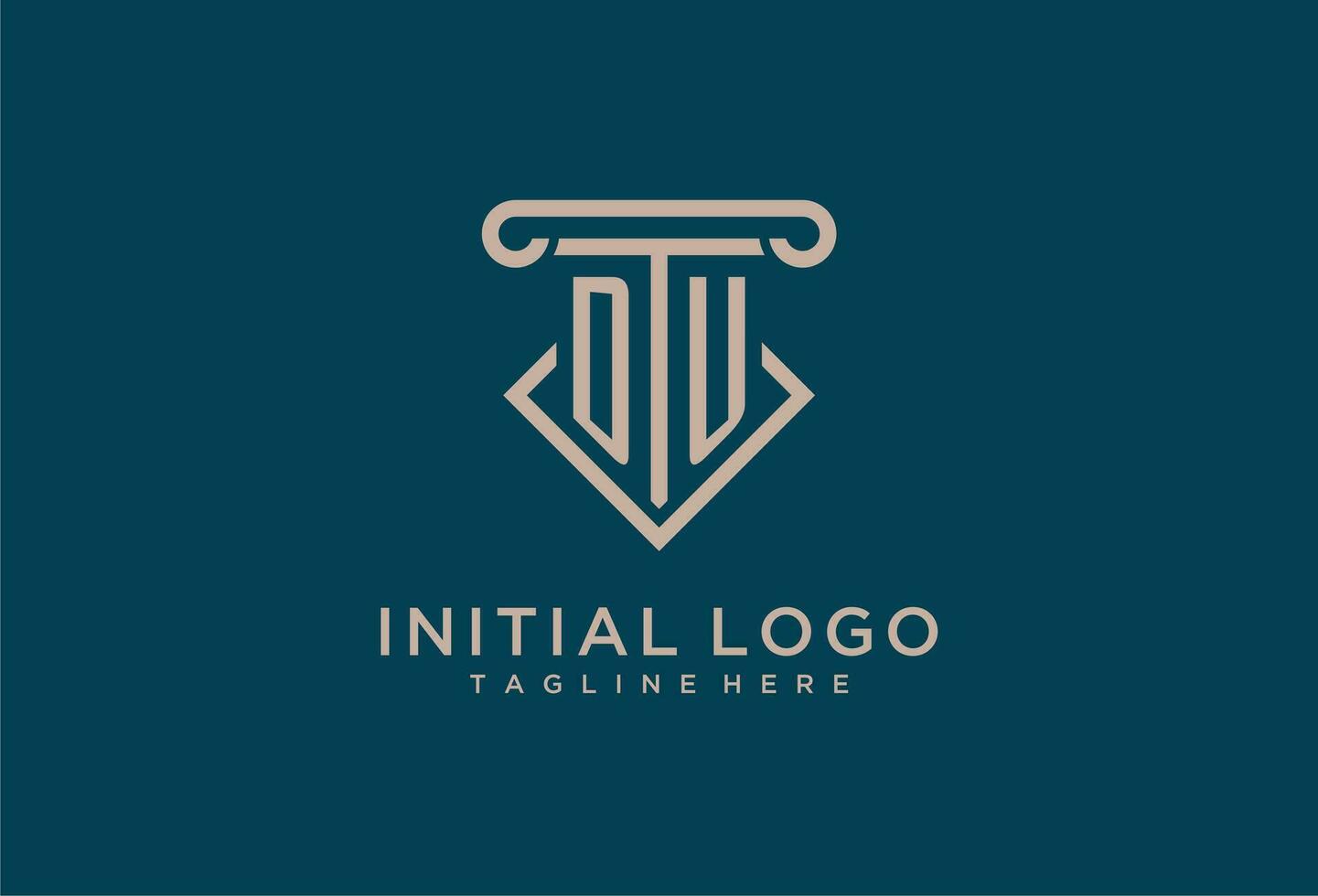 DU initial with pillar icon design, clean and modern attorney, legal firm logo vector