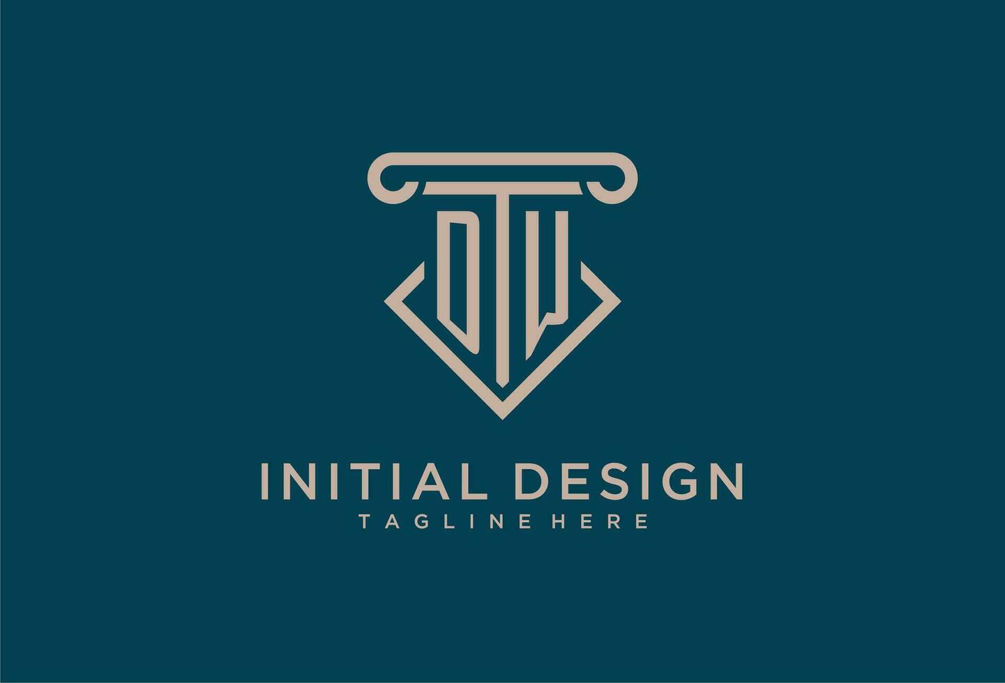 DW initial with pillar icon design, clean and modern attorney, legal firm logo vector
