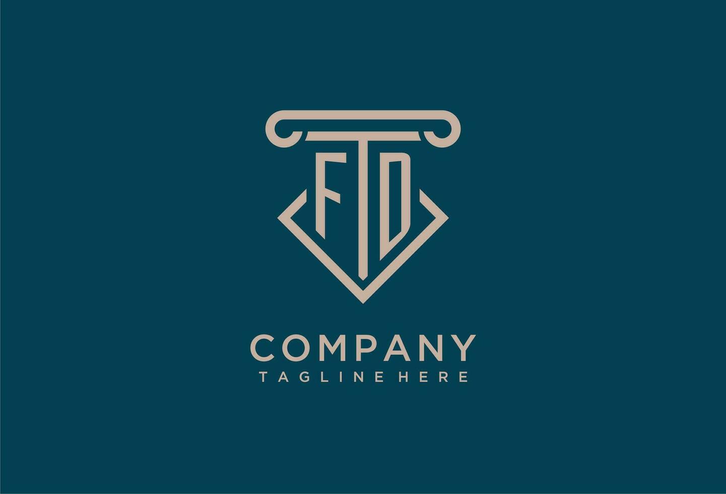 FD initial with pillar icon design, clean and modern attorney, legal firm logo vector