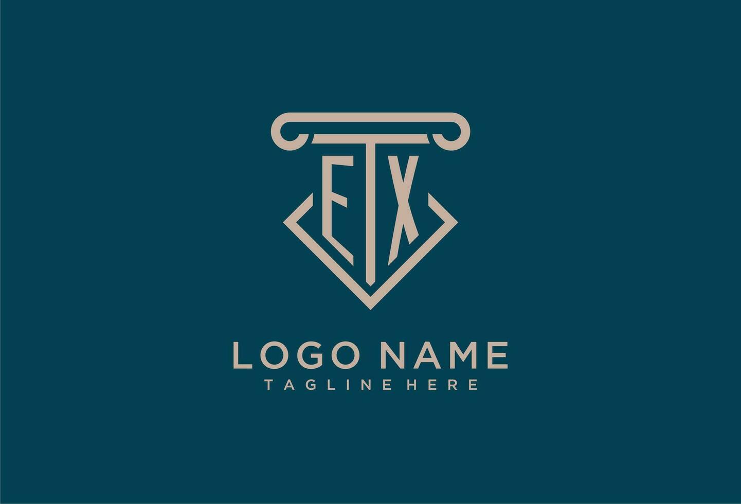 EX initial with pillar icon design, clean and modern attorney, legal firm logo vector