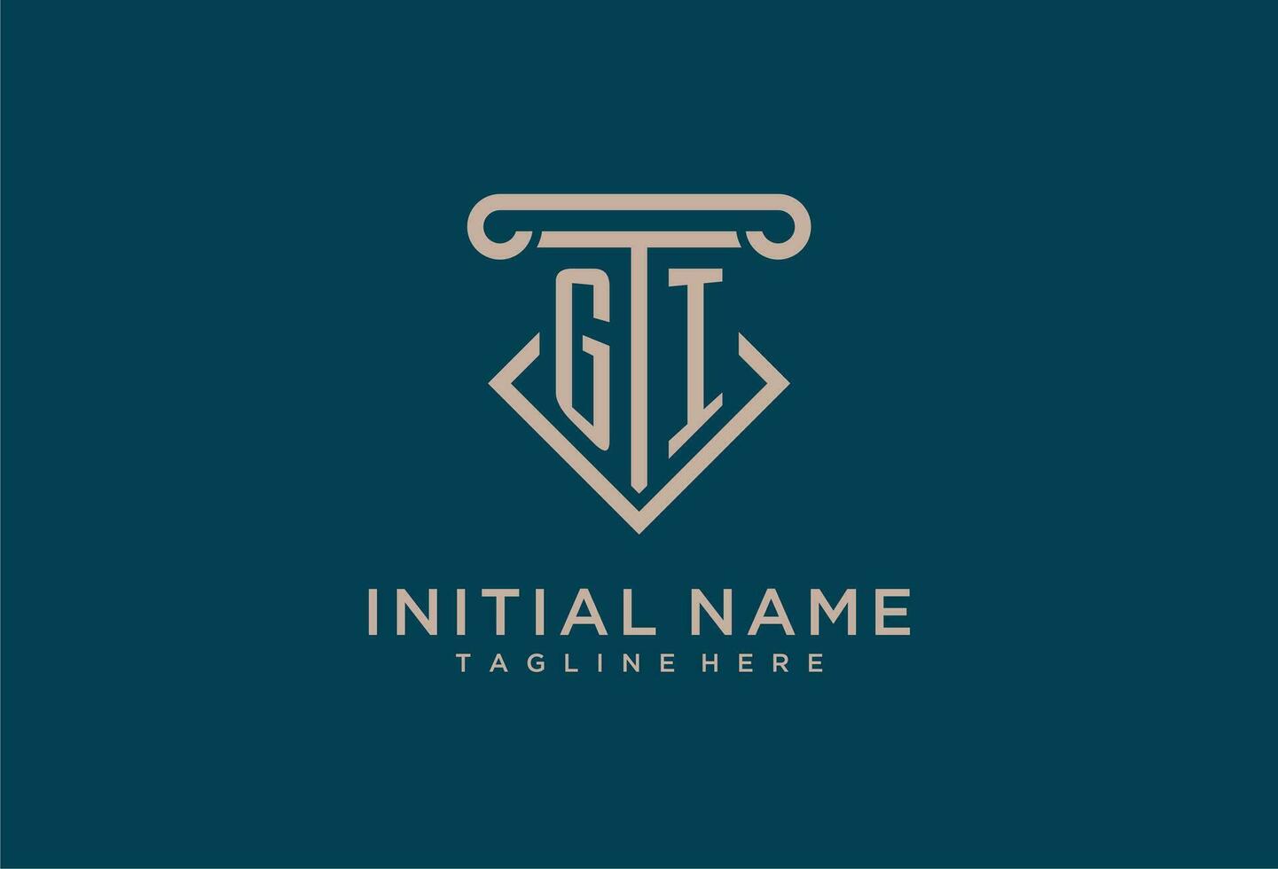 GI initial with pillar icon design, clean and modern attorney, legal firm logo vector