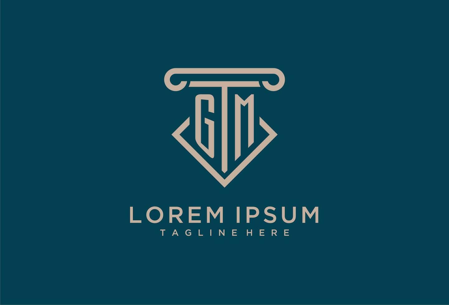 GM initial with pillar icon design, clean and modern attorney, legal firm logo vector