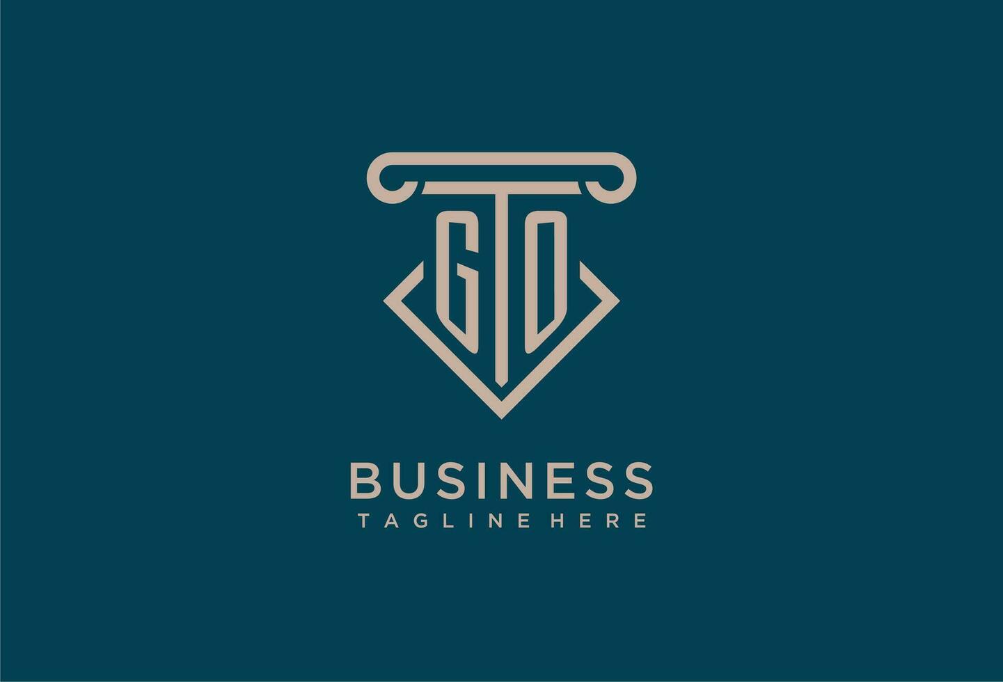GO initial with pillar icon design, clean and modern attorney, legal firm logo vector
