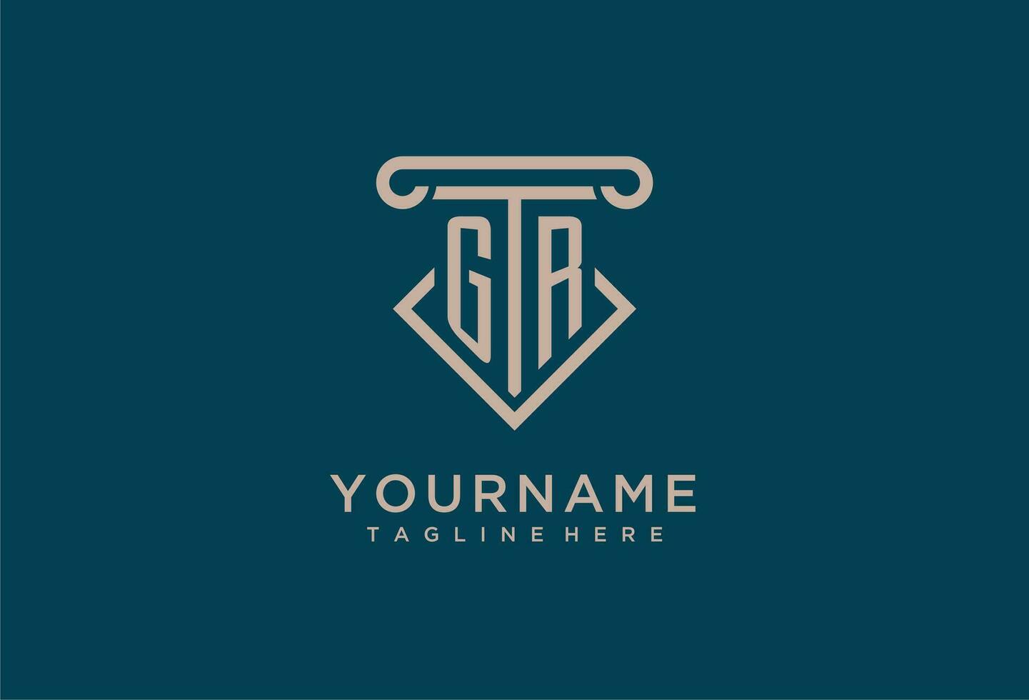 GR initial with pillar icon design, clean and modern attorney, legal firm logo vector