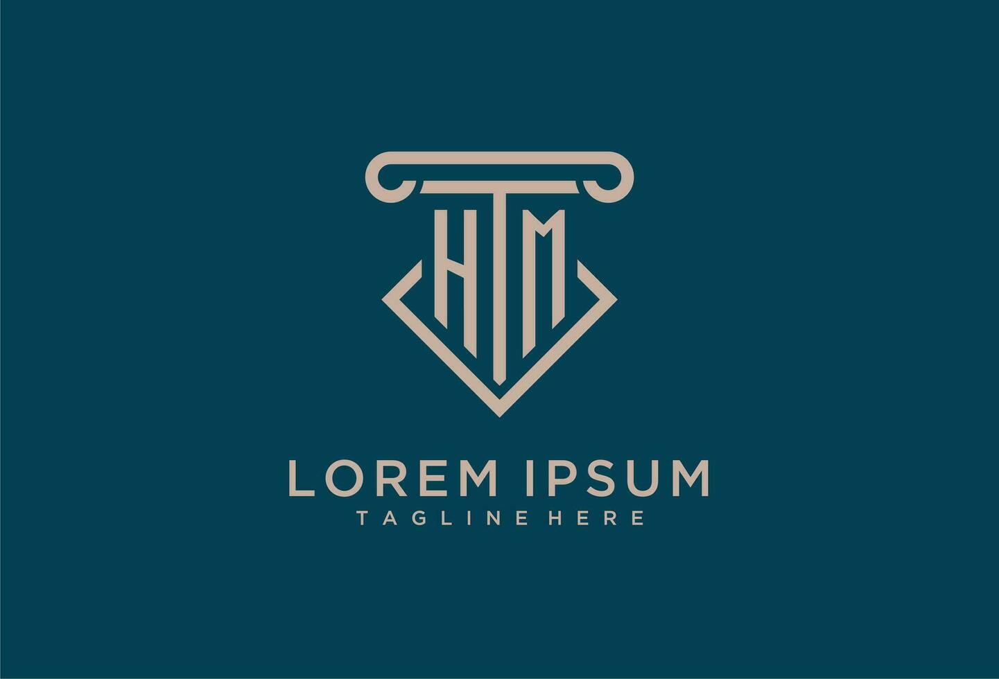 HM initial with pillar icon design, clean and modern attorney, legal firm logo vector
