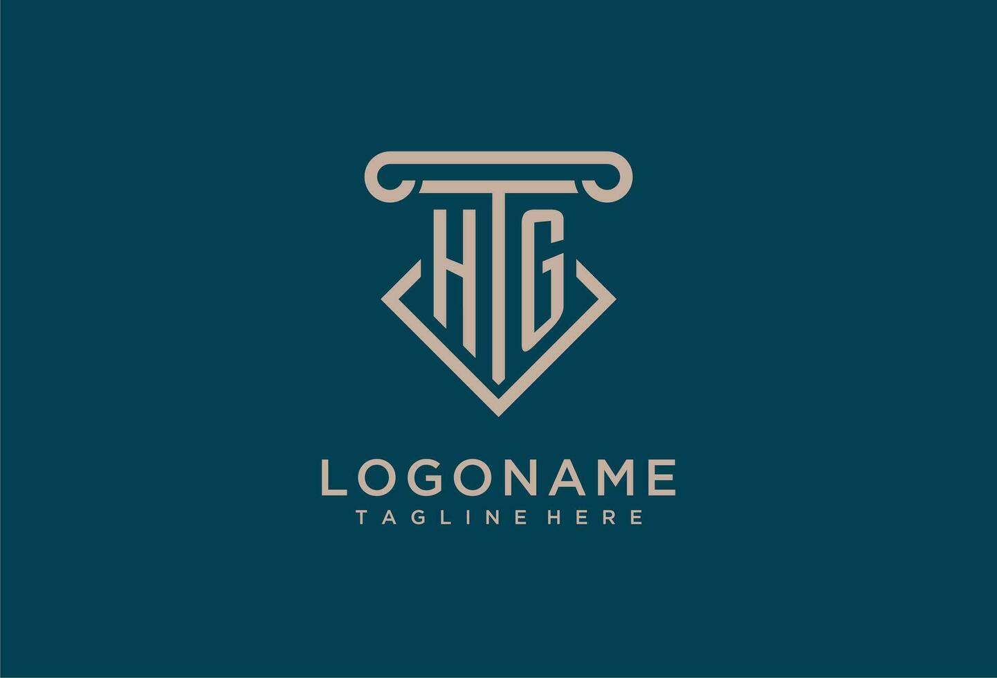 HG initial with pillar icon design, clean and modern attorney, legal firm logo vector