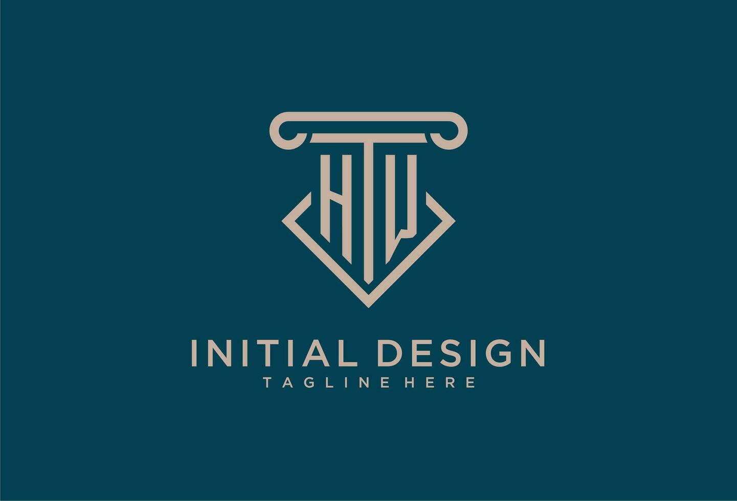 hw inicial con pilar icono diseño, limpiar y moderno abogado, legal firma logo vector